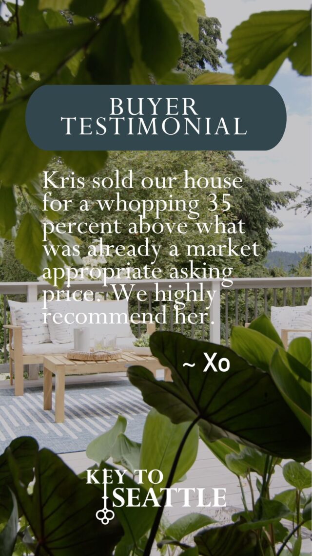 What people are saying about Key to Seattle.

Are you thinking about buying or selling a home? Please give us a call.

Contact:

BROKERS, Keller Williams Greater Seattle:
Kris Murphy, Kris@KeyToSeattle.com, (206) 380-5287
Jenifer Bitzer, jenifer.bitzer@kw.com (206) 310-3695

Learn more: https://keytoseattle.com

#Testimonials #Reviews #5stars #KeytoSeattle #Homeownership #RealEstateInvesting #YourHomeYourWay #RealEstateSuccess #HouseHunters #HouseHunting #SeattleRealEstate #UrbanLiving #ViewHome #SeattleProperty #ModernHome #CityLife #SeattleRealtors #LuxuryHome #SeattleLife #SeattleBrokers #RooftopTerrace #SeattleHomes #KellerWilliams #SeattleInvestment #SeattleLiving #DreamHome #RealEstateListing  #HouseGoals #RealEstateAgent